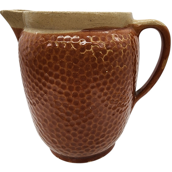 KLA HAM’RD Ovenware Pitcher Vase Pottery Brown and Cream Made In USA - Picture 1 of 8